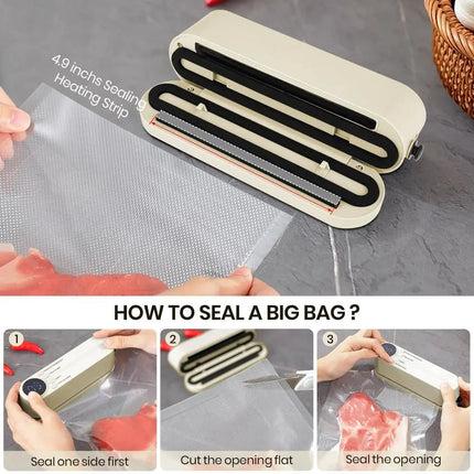 Versatile 3-in-1 Cordless Mini Vacuum Sealer with Strong Suction | Compact Design for Food Freshness and Convenience 3