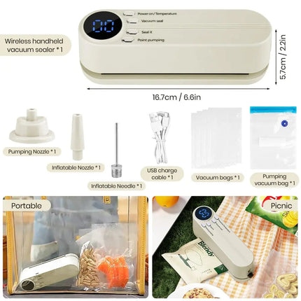 Versatile 3-in-1 Cordless Mini Vacuum Sealer with Strong Suction | Compact Design for Food Freshness and Convenience 7