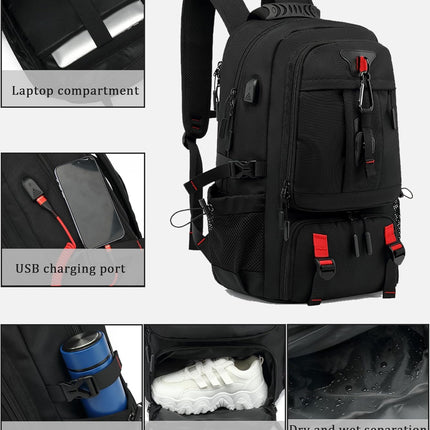 Versatile 60L Waterproof Laptop Backpack with USB Port & Shoe Compartment | Expandable Design for Ultimate Travel Convenience 1