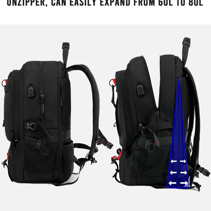 Versatile 60L Waterproof Laptop Backpack with USB Port & Shoe Compartment | Expandable Design for Ultimate Travel Convenience 3