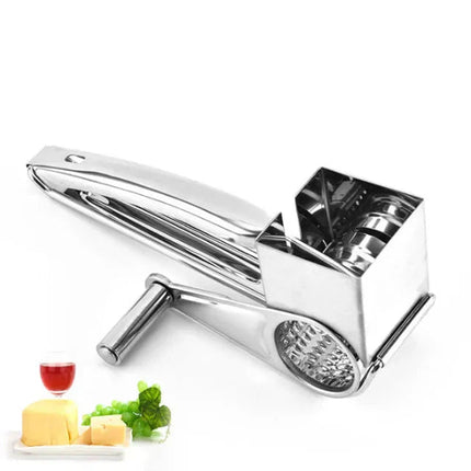Versatile Cheese Grater with Ergonomic Handle & 3 Interchangeable Cutters | Stainless Steel for Effortless Food Prep 0