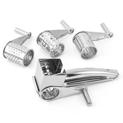 Versatile Cheese Grater with Ergonomic Handle & 3 Interchangeable Cutters | Stainless Steel for Effortless Food Prep 3