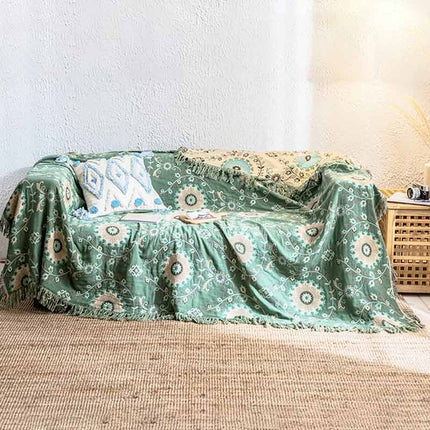 Versatile Cotton Sofa Cover Blanket with Reversible Design | Soft & Durable for Home Decor 1