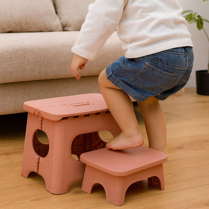 Versatile Folding Step Stool | Lightweight Plastic Design with Portable Handle for Easy Reach 1