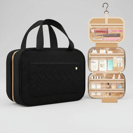 Versatile Hanging Makeup Bag | Travel Cosmetic Organizer with Fold-Out Design | Ideal for Skincare and Accessories 3