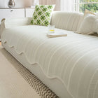 Versatile Herringbone Sofa Cover with Scallop Edge for All-Season Protection 0