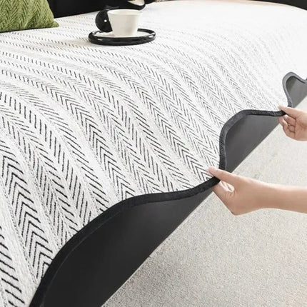 Versatile Herringbone Sofa Cover with Scallop Edge for All-Season Protection 3