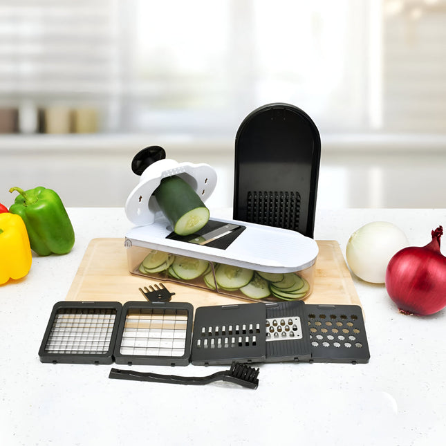 Versatile Kitchen Cutter | Manual Vegetable Chopper Set with 7 Blades | Efficient Food Prep Tool for Quick Meal Preparation 1