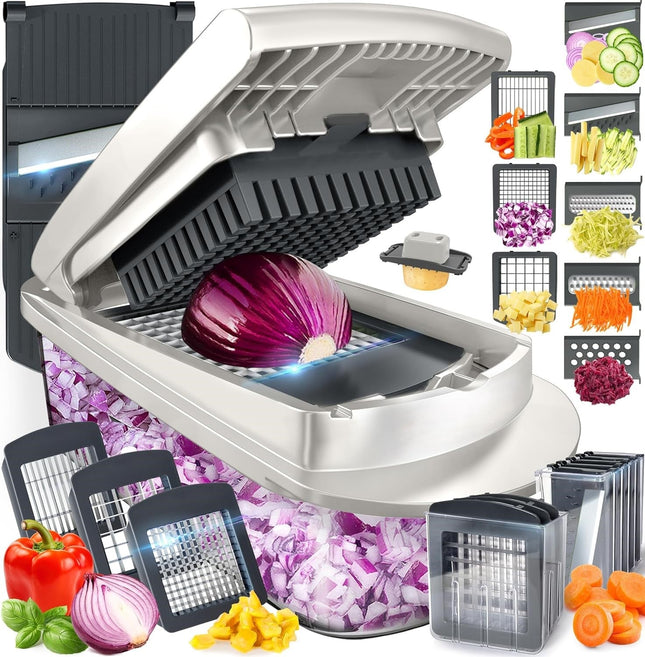 Versatile Kitchen Slicer | 10-in-1 Vegetable Cutter with 8 Blades | Efficient Food Prep Tool for Quick Meal Preparation 0