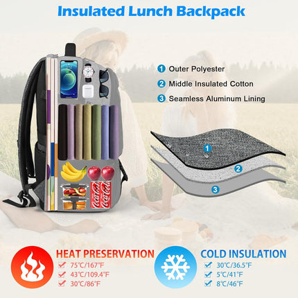 Versatile Laptop & Lunch Backpack with USB Charging Port | Waterproof Design for Travel and Work 2