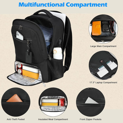 Versatile Laptop & Lunch Backpack with USB Charging Port | Waterproof Design for Travel and Work 7