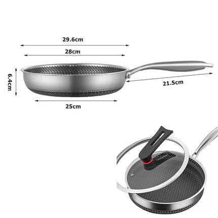 Versatile Non Stick Frying Pan with Honeycomb Surface & Lid | Ideal for Effortless Cooking of Eggs, Steak, and Fish 11
