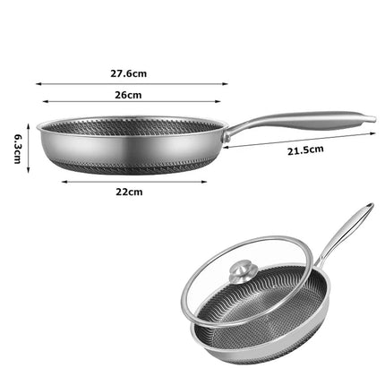 Versatile Non Stick Frying Pan with Honeycomb Surface & Lid | Ideal for Effortless Cooking of Eggs, Steak, and Fish 13