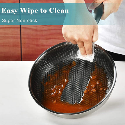 Versatile Non Stick Frying Pan with Honeycomb Surface & Lid | Ideal for Effortless Cooking of Eggs, Steak, and Fish 4