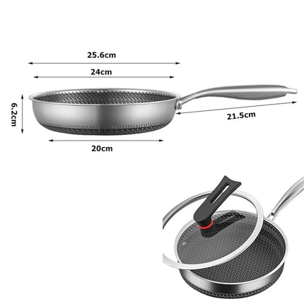Versatile Non Stick Frying Pan with Honeycomb Surface & Lid | Ideal for Effortless Cooking of Eggs, Steak, and Fish 8