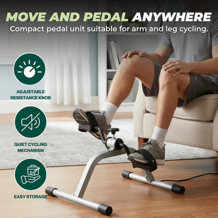 Versatile Pedal Exerciser | Compact Trainer with Adjustable Resistance | Dual Function for Arm and Leg Workouts 2