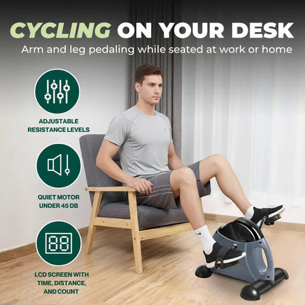 Versatile Pedal Exerciser | Compact Under-Desk Design with Adjustable Resistance | LCD Display for Real-Time Metrics 2