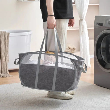 Versatile Pop-Up Laundry Basket with Breathable Mesh Panels for Easy Carrying 0