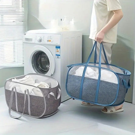 Versatile Pop-Up Laundry Basket with Breathable Mesh Panels for Easy Carrying 1