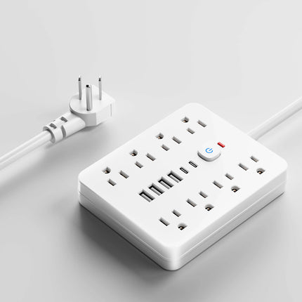 Versatile Power Hub | Surge Protector Power Strip with 8 AC Outlets & 4 USB Ports | Compact Charging Solution for Home and Office 0