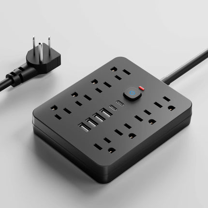 Versatile Power Hub | Surge Protector Power Strip with 8 AC Outlets & 4 USB Ports | Compact Charging Solution for Home and Office 1