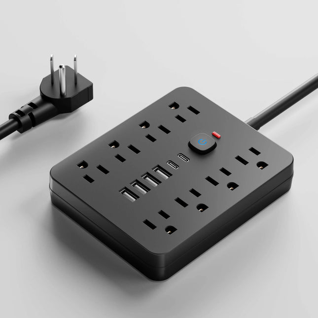 Versatile Power Hub | Surge Protector Power Strip with 8 AC Outlets & 4 USB Ports | Compact Charging Solution for Home and Office 1