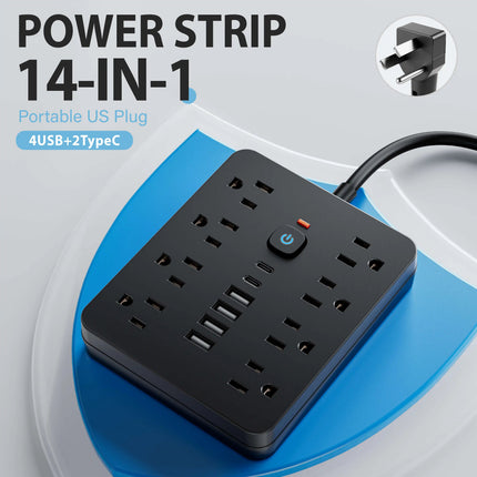 Versatile Power Hub | Surge Protector Power Strip with 8 AC Outlets & 4 USB Ports | Compact Charging Solution for Home and Office 2
