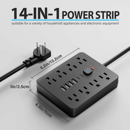 Versatile Power Hub | Surge Protector Power Strip with 8 AC Outlets & 4 USB Ports | Compact Charging Solution for Home and Office 3