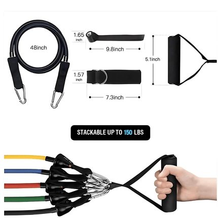 Versatile Resistance Bands Set | 11-Piece Exercise Bands with Adjustable Levels | Portable Solution for Full Body Workouts 1