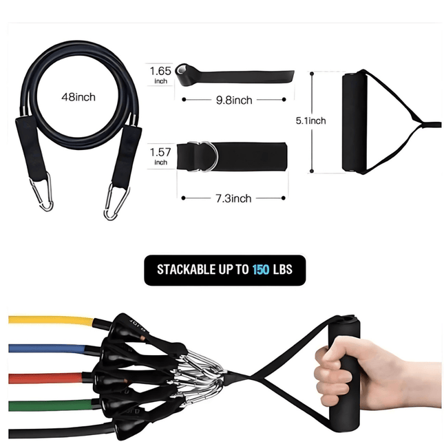 Versatile Resistance Bands Set | 11-Piece Exercise Bands with Adjustable Levels | Portable Solution for Full Body Workouts 1