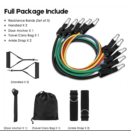 Versatile Resistance Bands Set | 11-Piece Exercise Bands with Adjustable Levels | Portable Solution for Full Body Workouts 2