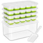 Versatile Silicone Ice Cube Trays with Stackable Design & Storage Bin for Effortless Ice Making 0