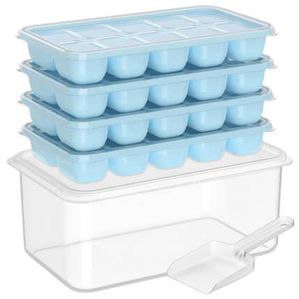 Versatile Silicone Ice Cube Trays with Stackable Design & Storage Bin for Effortless Ice Making 4