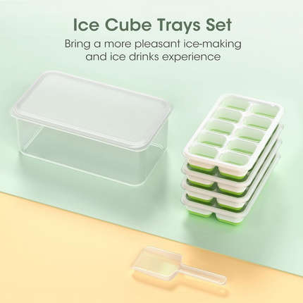 Versatile Silicone Ice Cube Trays with Stackable Design & Storage Bin for Effortless Ice Making 5
