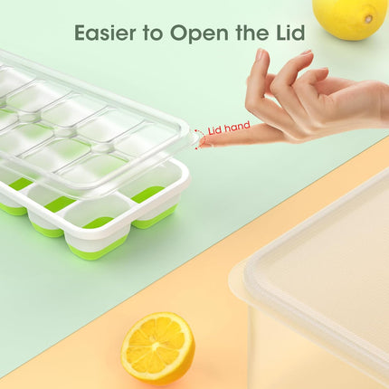 Versatile Silicone Ice Cube Trays with Stackable Design & Storage Bin for Effortless Ice Making 6