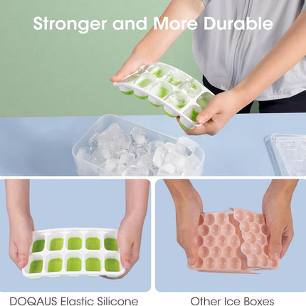Versatile Silicone Ice Cube Trays with Stackable Design & Storage Bin for Effortless Ice Making 8