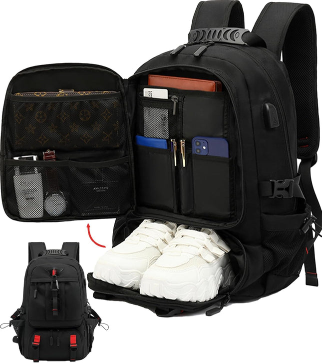 Versatile Travel Backpack | 60L Waterproof Laptop Backpack with USB Port & Shoe Compartment for Organized Adventures 0