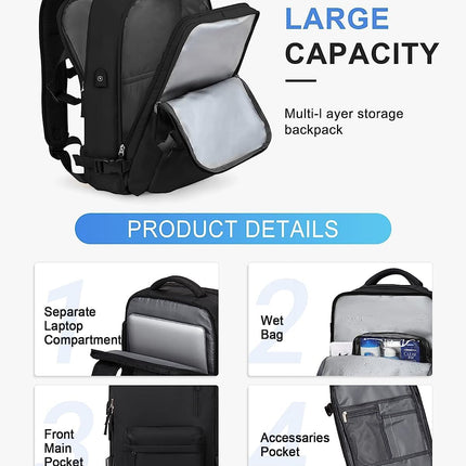 Versatile Waterproof Travel Backpack with Shoe Compartment & USB Port for Organized Travel 3