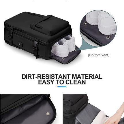 Versatile Waterproof Travel Backpack with Shoe Compartment & USB Port for Organized Travel 4