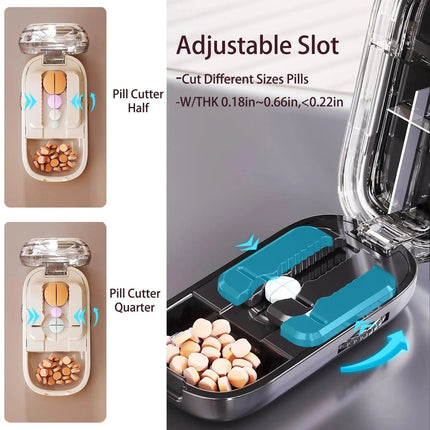 Pill Cutter with Precision Blade, Adjustable Pill Splitter for Small Pills