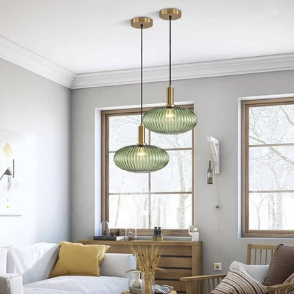 Vibrant Glass Pendant Light | Nordic-Inspired Design with Tinted Shades | Soft Ambient Illumination for Kitchen and Living Spaces 0