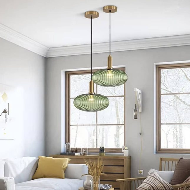 Vibrant Glass Pendant Light | Nordic-Inspired Design with Tinted Shades | Soft Ambient Illumination for Kitchen and Living Spaces 0