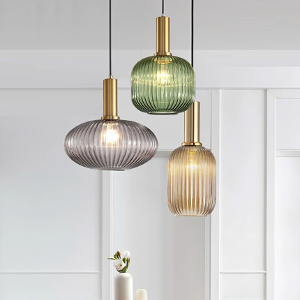 Vibrant Glass Pendant Light | Nordic-Inspired Design with Tinted Shades | Soft Ambient Illumination for Kitchen and Living Spaces 1
