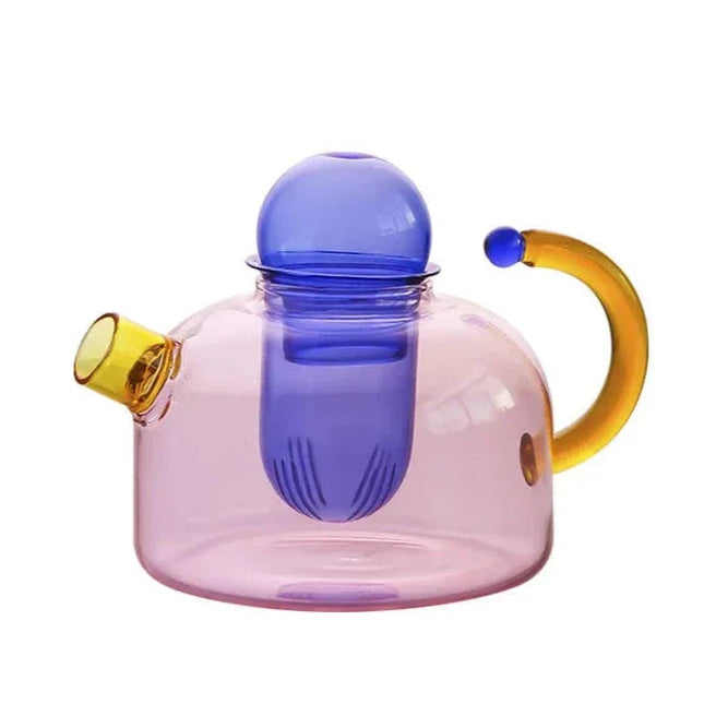 Vibrant Glass Tea Set | Colorful Borosilicate Tea Cups & Teapot | Unique Shapes for Enjoyable Tea Experience 1