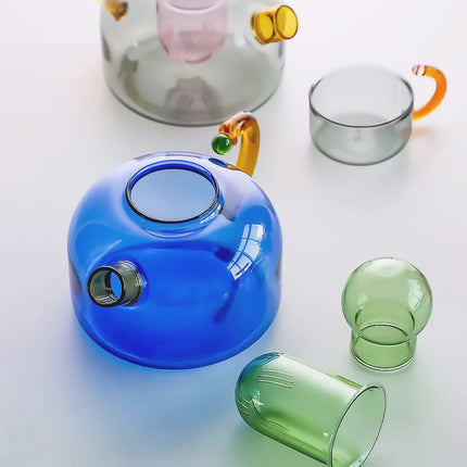 Vibrant Glass Tea Set | Colorful Borosilicate Tea Cups & Teapot | Unique Shapes for Enjoyable Tea Experience 4