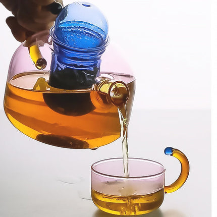 Vibrant Glass Tea Set | Colorful Borosilicate Tea Cups & Teapot | Unique Shapes for Enjoyable Tea Experience 7