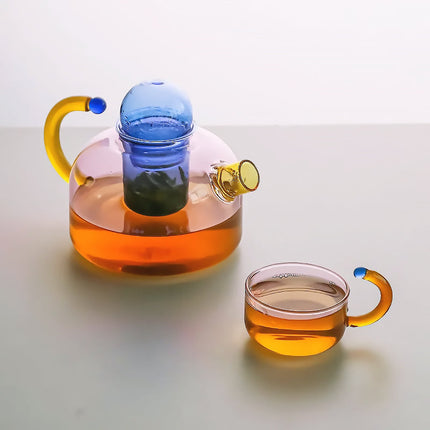 Vibrant Glass Tea Set | Colorful Borosilicate Tea Cups & Teapot | Unique Shapes for Enjoyable Tea Experience 8