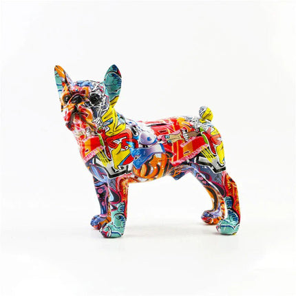 Vibrant Graffiti | French Bulldog Statue with Unique Design | Artistic Dog Sculpture for Home Decor 0