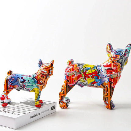 Vibrant Graffiti | French Bulldog Statue with Unique Design | Artistic Dog Sculpture for Home Decor 1