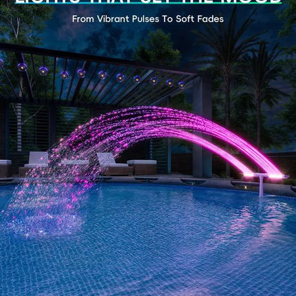 Vibrant Solar Pool Fountain with RGB LED Lights & Remote Control | Dual Arch Design for Stunning Night Displays 0